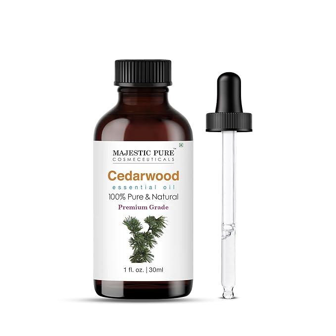 Majestic Pure Essential Oil with Glass Dropper - 100% Pure and Natural - Essential Oils for Diffuser, Aromatherapy, Soap and Candle Making, Cedarwood Essential Oil, Cedarwood Oil, 1 Fl Oz