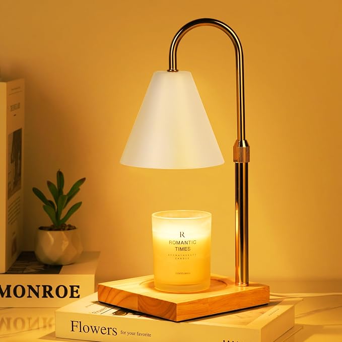 White Candle Warmer Lamp with Timer Dimmer, Electric Candle Lamp Warmer for Bedroom Decor, Birthday Gifts for Mom, Adjustable Metal Candle Lamp, Christmas Gifts, Home Decor for House Warming Gifts