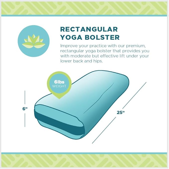 Bean Products Yoga Bolster - Made In The USA With Eco Friendly Materials - Round or Rectangular Support Cushions That Elevate Your Practice - Natural Cotton
