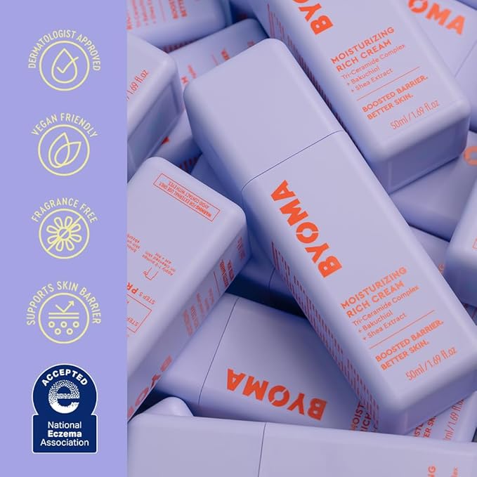 BYOMA Moisturizing Rich Cream-Barrier Repair Cream Face Lotion with Bakuchiol & Shea Extract-Ceramide Face-Moisturizer for Dry Skin-Anti Wrinkle, Alcohol Free Face-Moisturizer-1.69 fl.oz,(Pack of 2)
