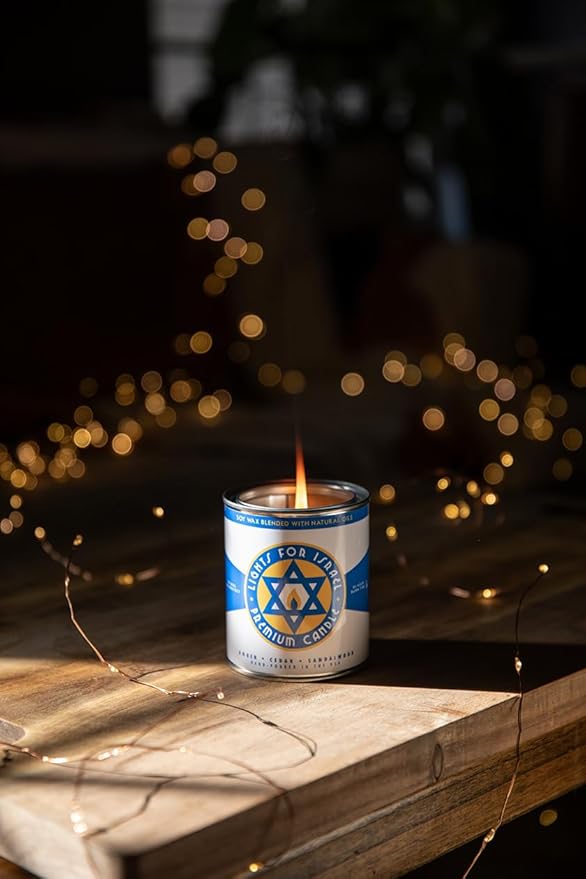 Long-Burning, One-Pint Premium Candles for Men | Vintage Inspired Oil Can Design | Soy Wax, Vegan Friendly, Made in The USA | Fury Bros. | Classically Cool (Lights for Israel)