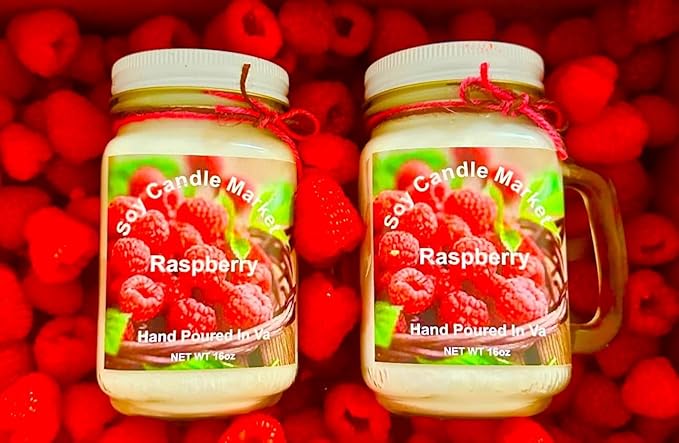 Soy Scented Candles | Handmade & Highly Aromatic Candles Burns Upto 85 Hours in Glass Jar - Perfect for Home Decor, Wedding, Birthday, Dinner (Raspberry, 16 oz)