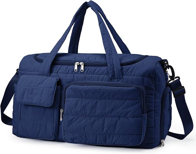 Gym Bag for Women, Cute Travel Duffel Bag with Shoe Compartment & Wet Pocket, Lightweight Puffer Weekender Overnight Bag, Travel Carry On for Sport, Hospital, Yoga