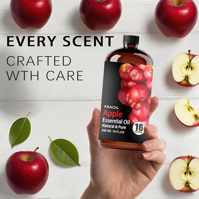 Apple Essential Oil, Apple Oil 16 Fl Oz 480 ML for Diffuser Humidifier Yoga Cleaning DIY Candle Soap Making Perfume Gift for Women Essential Oils