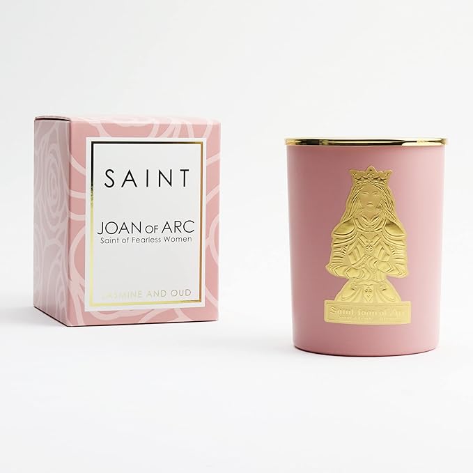 SAINT Saint Joan of Arc Scented Candle with Prayer and Prayer Coin, Saint of Fearless Women, Soy Coconut Aromatherapy Candle with 80 Hour Burn Time, Special Edition