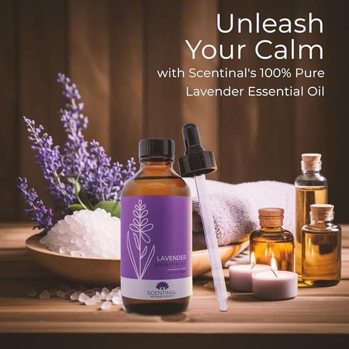 Scentinal Premium Essential Oil - 100% Pure, Natural & Authentic - Extra Large 4oz Bottle (120ml) with Eyedropper - Refreshing Aromatherapy Experience (4 oz / 120ml, Lavender)