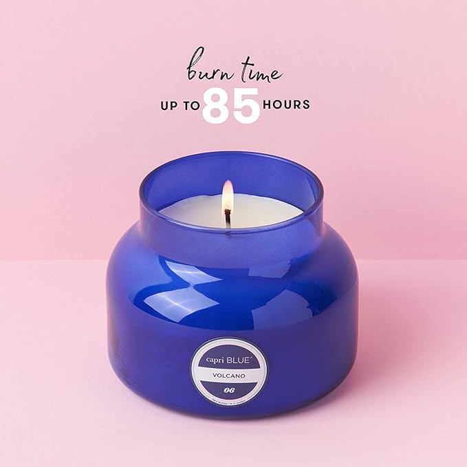 Capri Blue Volcano Scented Candles - Luxury Glass Jar Candles for Home Scented with Tropical Fruit & Sugared Citrus - Soy Wax Blend - Blue Color (19 oz)