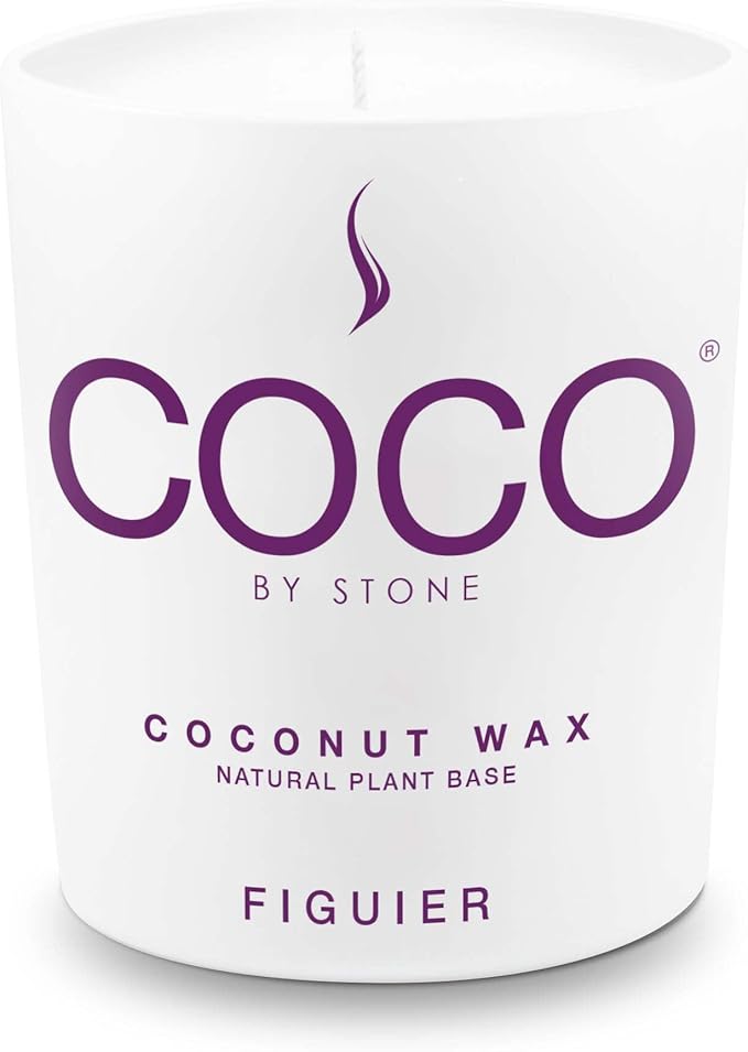 Coco by Stone 11oz Candle, Coconut Apricot Wax Candle for Home (Figuier) Home Fragrance Products, 1 Wick Candle, Enhance Indoor Aroma, Vegan & Cruelty-Free, Clean Burning and Hand Poured Candle