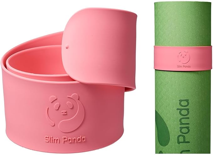 Slim Panda Yoga Mat Strap Slap Band, One Snap Keeps Mats Tightly Rolled, Heavy-Duty Clasp Fits Most Size Mats(24" L X 2" W)