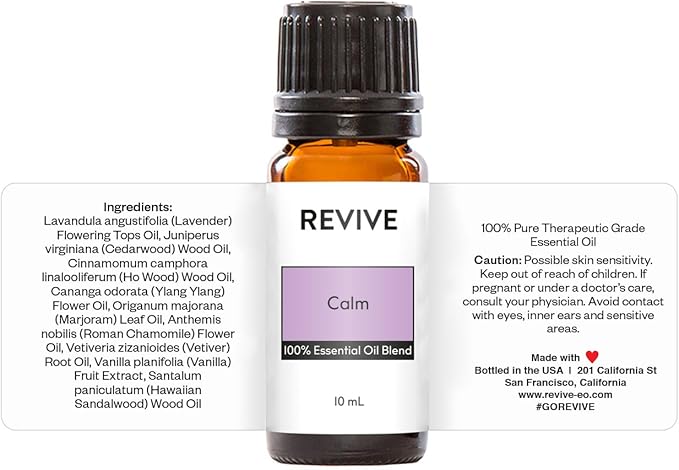 Calm Essential Oil Blend by REVIVEEO - 100% Pure Therapeutic Grade, for Diffuser, Humidifier, Massage, Aromatherapy, Skin & Hair Care