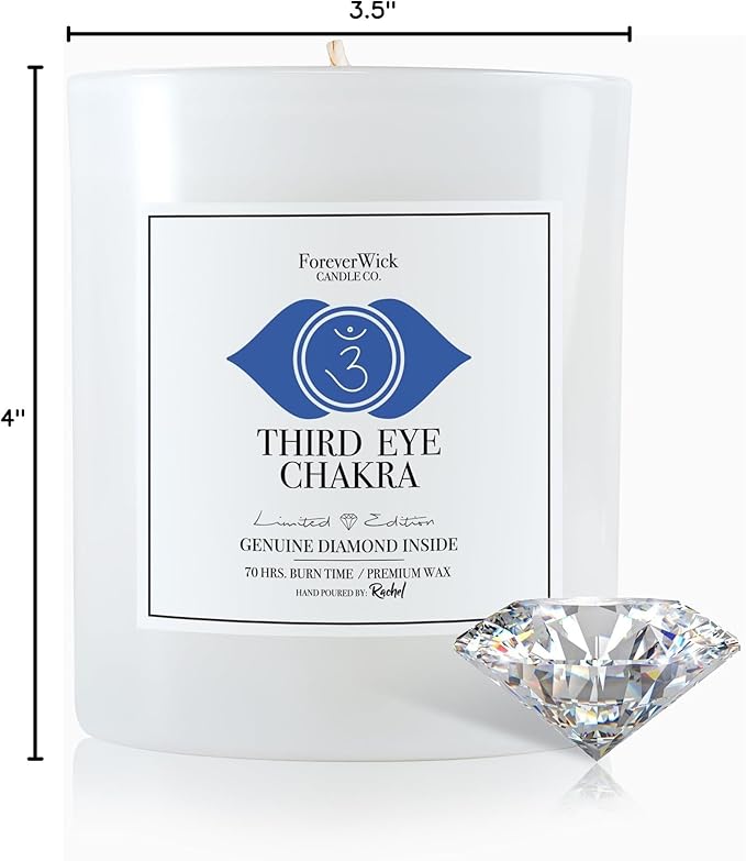 Foreverwick Third Eye Chakra Candle | Aromatherapy Candle | Soy Wax Natural Candles | Lapis Lazuli Crystals Candle | Jasmine Aroma Therapy Scented Candle | Zinc Free Wick Candle | 14 oz Organic Candle