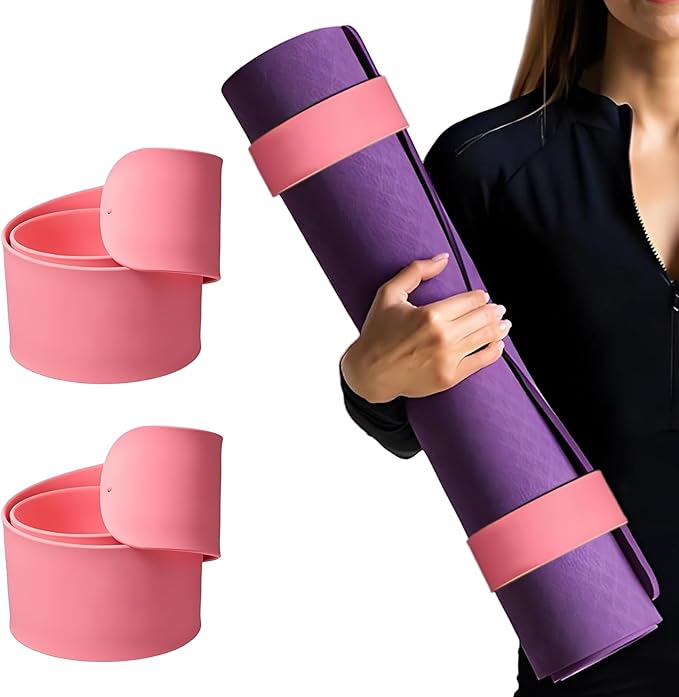 2 Pcs Yoga Mat Strap, Yoga Mat Scrunchie Slap Band for Carrying & Storage - Secure for Travel, Fits Most Standard Mats