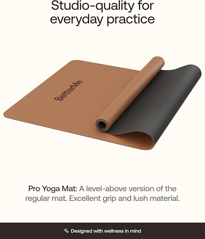 BetterMe Pro Yoga Mat - Non-Slip Yoga Mat for Home Workouts - Lightweight & Thoughtful Quality Exercise & Workout Mat for Yoga, Pilates and Fitness