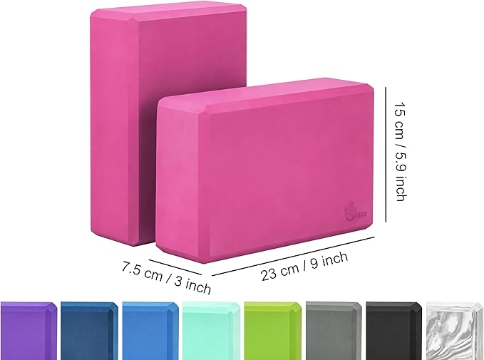 EXERZ Yoga Blocks 2 pack, Gym Blocks, Exercise Workout Fitness Bricks, Pilates Stretch Handstand Non-Slip