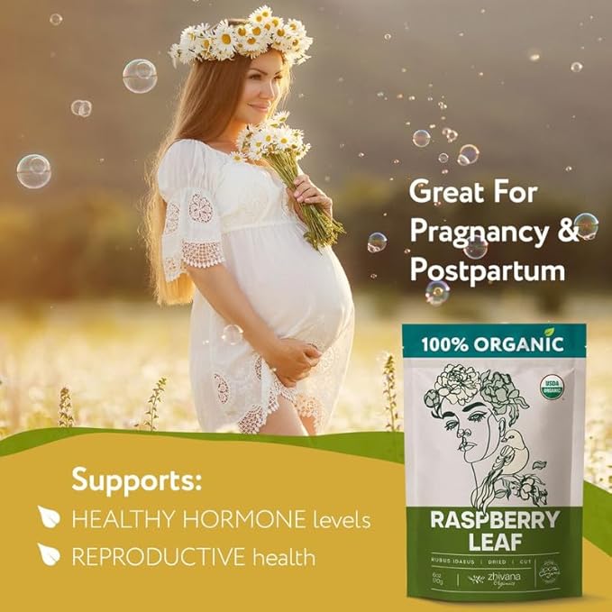 Red Raspberry Leaf Tea Organic – Loose Raspberry Leaves for PMS Symptom Relief, Healthy Women's Cycle, and Reproductive Health – 2 Ounces