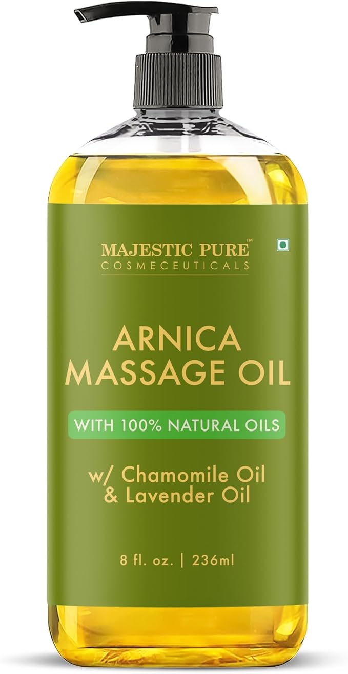 MAJESTIC PURE Arnica Massage Oil for Massage Therapy - Refreshing, and Relaxing - Natural Oils for All Skin Types - Men and Women Massage Lotion- 8 fl oz