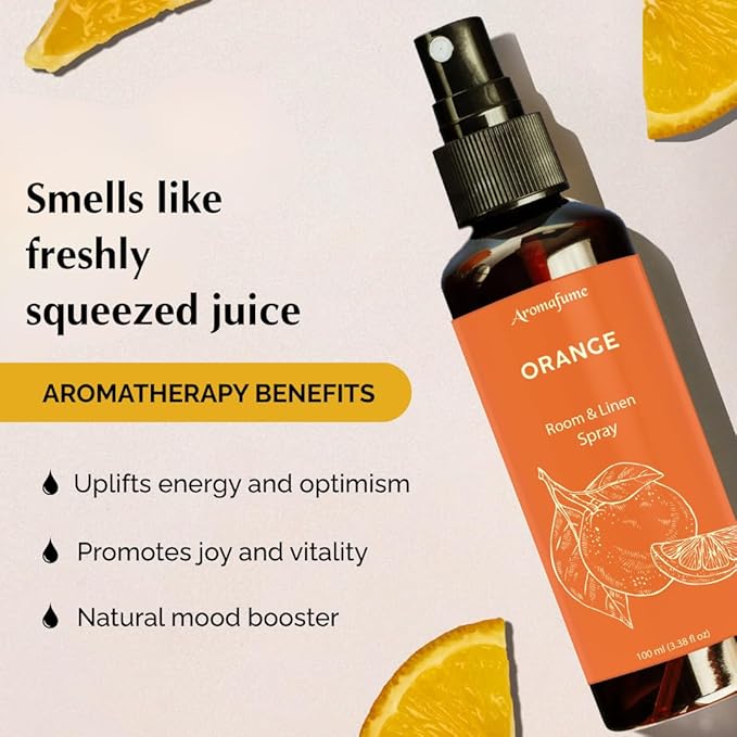 Orange Room, Linen & Pillow Spray by Aromafume | 100ml/3.38 fl oz | with Pure Orange Essential Oil | Aromatherapy Spray | Mist for Bedding, Fabrics