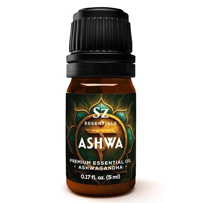 Ashwagandha Essential Oil, 100% Pure and Natural - Undiluted, Steam Distilled from Withania Somnifera - Woody & Earthy Scent with Nutty Overtones - Therapeutic Grade & Vegan - 0.17oz