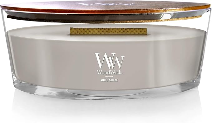 WoodWick Wood Smoke Holiday Candle Gifts for Women and Men, 16 oz Ellipse Candle with Crackling Wick