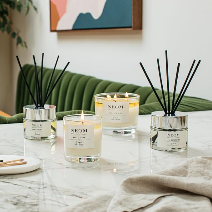 NEOM- Real Luxury Scented Candle,1 Wick | Lavender & Rosewood | Essential Oil Aromatherapy Candle | Scent to De-Stress