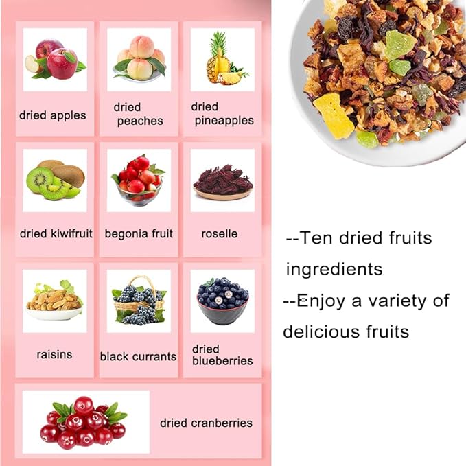 Fruit Tea Blend 12.34OZ,For Hot Or Cold Brew,Hibiscus Blossoms and Berries Based Herbal Loose Leaf Tea,Vegan,Caffeine Free,Vitamines Rich,DIY