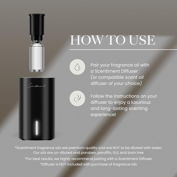 Scentiment Hotel Diffuser Oil Discovery Kit | Inspired by Five Star & Luxury Hotel Scents | Aromatherapy Oils with Notes of Cardamom, Tuscan Leather, and Sandalwood (20ml, Top 3 Scents)