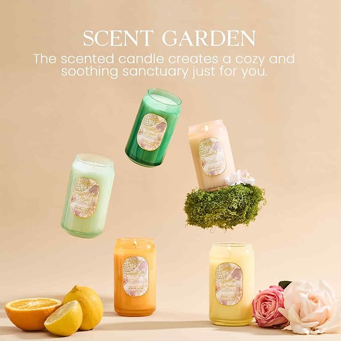 M&SENSE Aromatherapy Green Soy Scented Candle - Fresh Sage Citrus Scent, 10.6 oz, 60-Hour Burn,Clean Stress Relief Candles Gift for Birthday,Valentine's Day,Mother Day