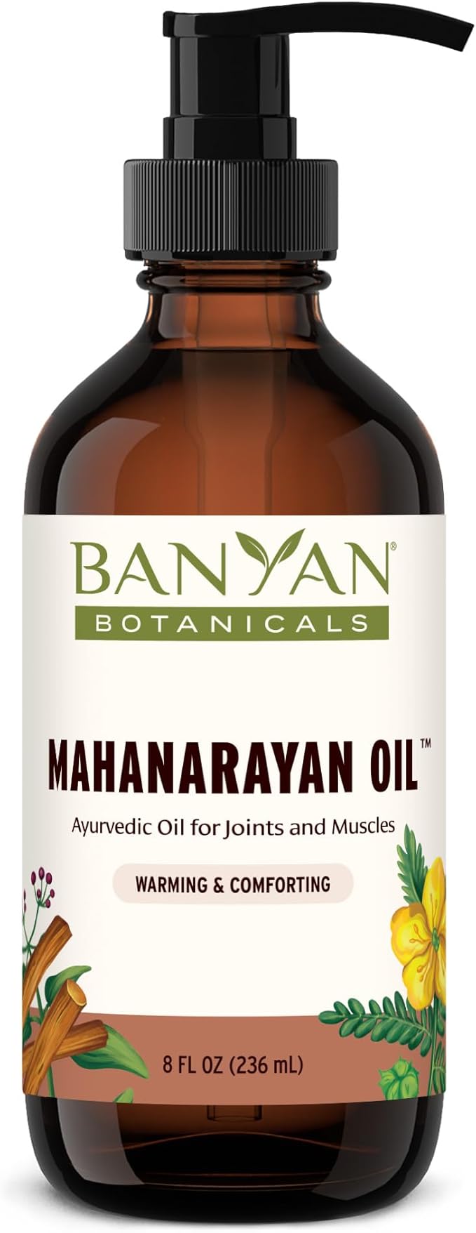 Banyan Botanicals Mahanarayan Oil – 99% Organic Ayurvedic Massage Oil – Penetrating Herbal Oil Used to Warm, Comfort, and Soothe Joints and Muscles – 8 oz. – Non GMO Sustainably Sourced Abhyanga Oil