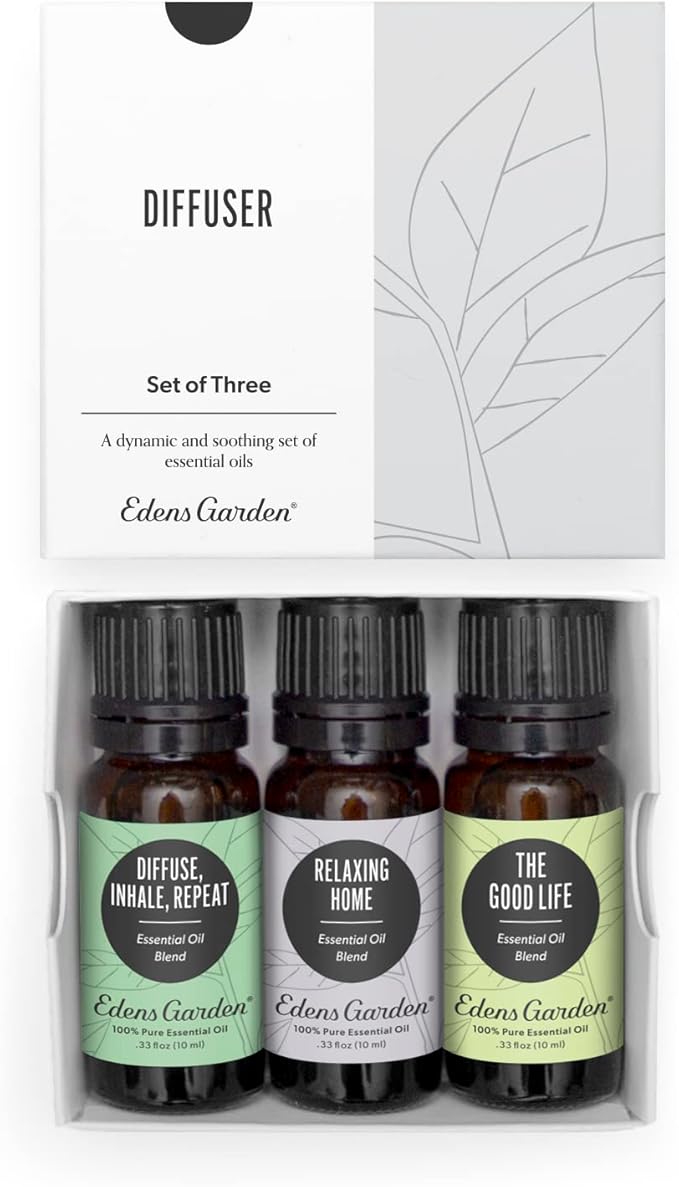 Edens Garden Essential Oils Diffuser 3 Set – 100% Pure Therapeutic Grade Aromatherapy Blends - for Natural Relaxation, Energy & Sleep – No Fragrance Oil & Undiluted for Home & Office, 10 ml/ 3 Pack