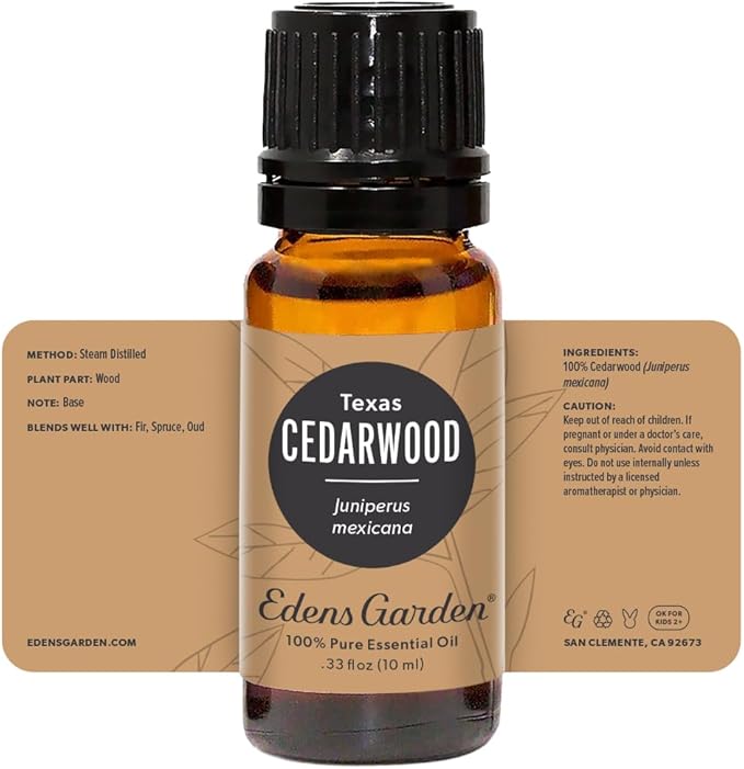 Edens Garden Cedarwood- Texas Essential Oil- 100% Pure Premium Grade, Undiluted, Natural, Therapeutic, Aromatherapy, The Best for Diffuser, Candle, Laundry, Hair 10 ml (.33 fl oz)