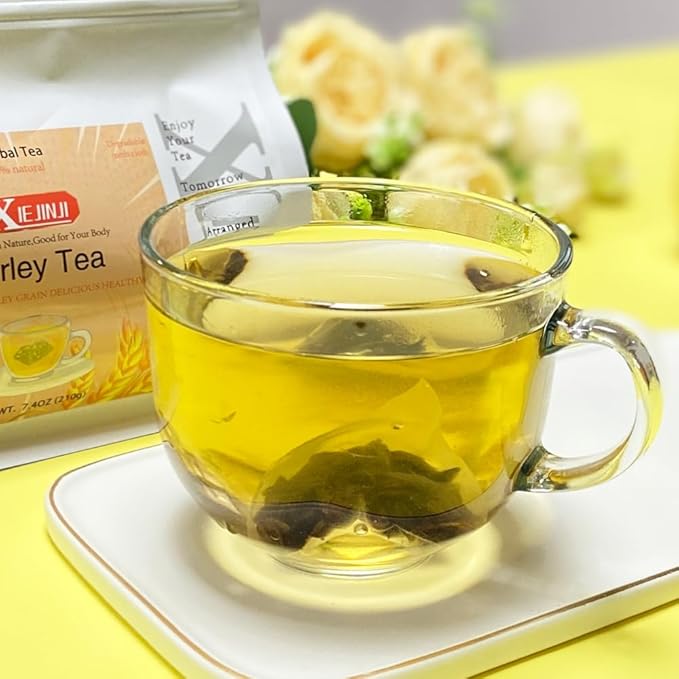XIEJINJI Barley Tea, 4.2g x 50 Count (7.4 oz), 100% Pure Natural Roated Barley Grains Herbal Tea, Eco-Conscious Tea Bags, Caffeine-Free Herbal Tea for Digestive Support & Relaxation