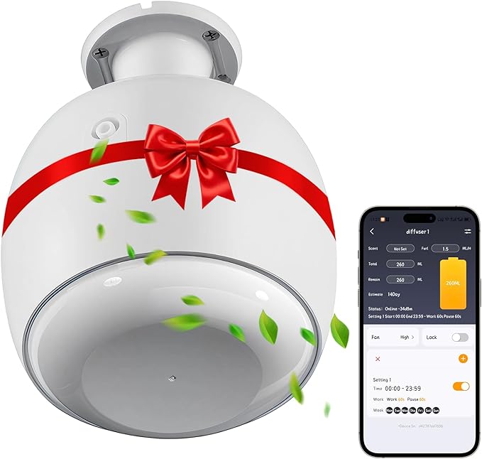 Ceiling-Mounted 3500 Sq.Ft Smart Scent Machine - HVAC System, Whole House Aroma & Hotel Collection Diffuser, Waterless Essential Oil Diffuser for Home, Office,250ML Capacity, Cold Air Tech