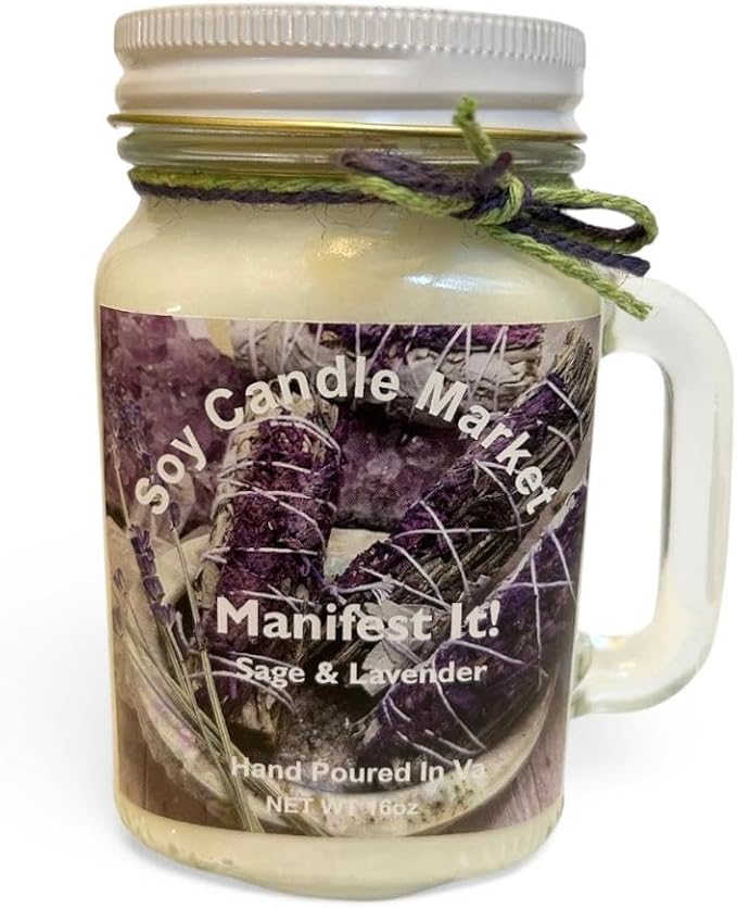Soy Scented Candles | Handmade & Highly Aromatic Candles Burns Upto 85 Hours in Glass Jar - Perfect for Home Decor, Wedding, Birthday, Dinner (Manifest It, 12 oz)