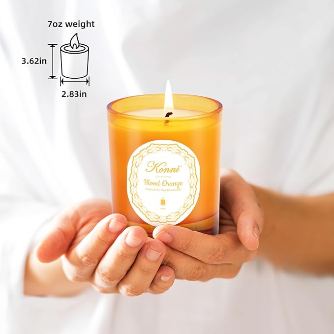 KONNI Scented Candles,Aromatherapy Candle, 7oz Natural Soy Wax Jar Candles, 40 Hour Burn Time, Home Scented Gift for Women & Men Christmas Birthday Mom Friends Blood Orange Soy Candle