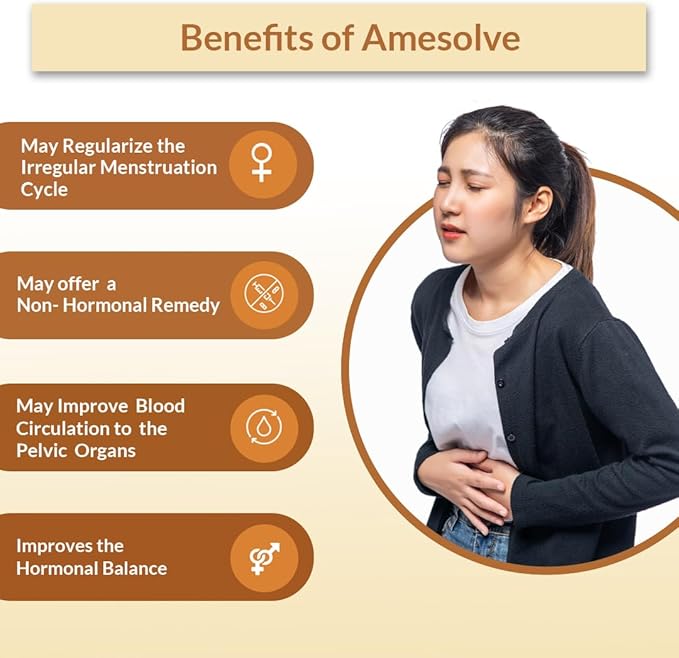 Biogetica Amesolve Herbal Support for Secondary Amenorrhoea with Punarava and Asparagus Racemose - Helps Regulates The Menstrual Cycle - Non-GMO - 100% Vegan Ayurveda Supplement - 80 Capsules