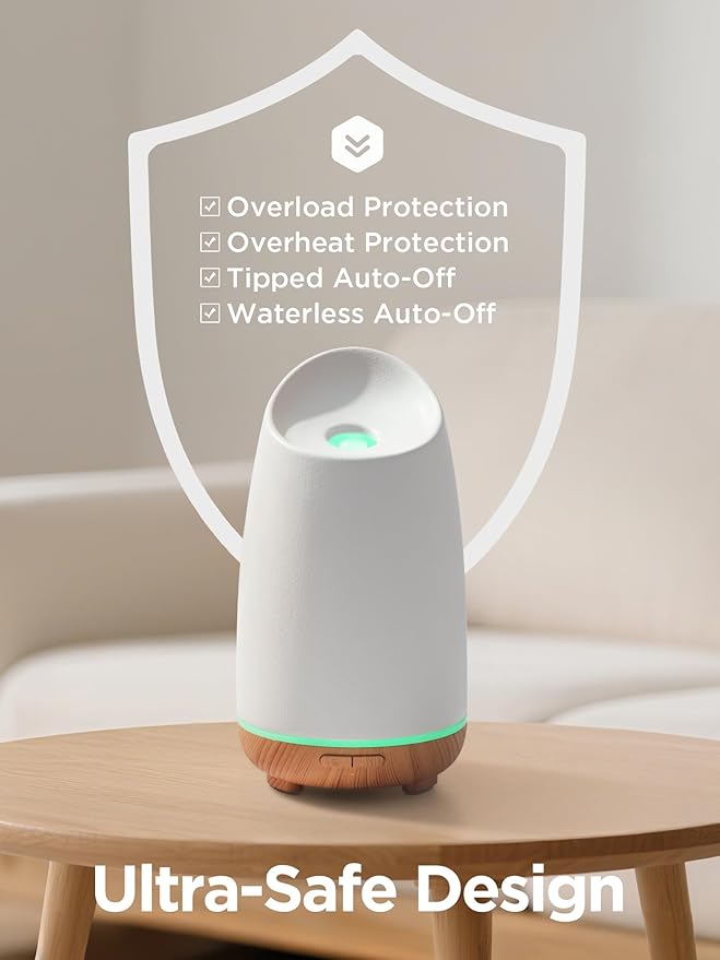 InnoGear 150ml Ceramic Oil Diffuser, Handcrafted Stone Essential Oil Diffuser Aromatherapy Diffusers Ultrasonic Cool Mist Humidifier Vaporizor 2 Mist Modes for Room Home, White Slope Cut Ceramic