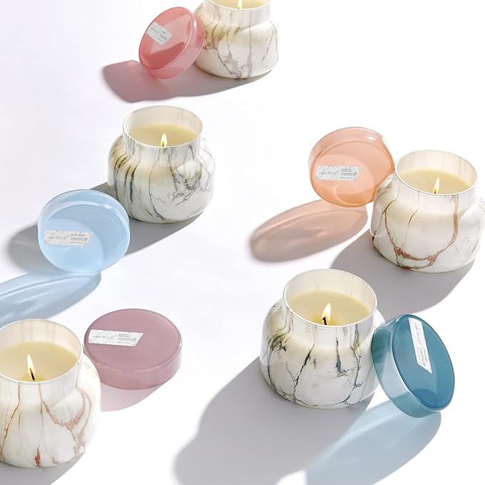 Capri Blue Modern Marble Jar Candles - Luxury Candles for Home Scented - Long Lasting Soy Wax Blend (Aloha Orchid, 8 oz)