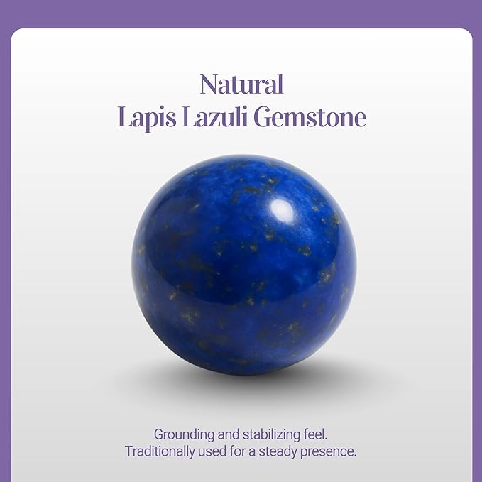 BodyJ4You Lavender Essential Oil Roll On - Pure 100% USDA Organic Coconut Oil - Natural Lapis Lazuli Stone Roller - Calm Aroma Sleep Prep Pulse Point Meditation - Amber Glass Bottle Rollerball (10ml)