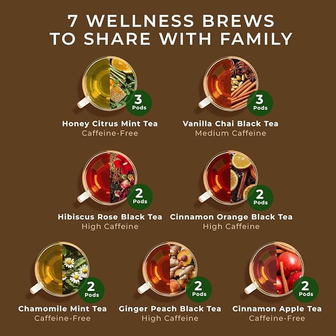 Gya Tea Co Get Well Soon Tea Pod Collection Gift Set (16 Count) - Different Flavors Assorted Variety Pack