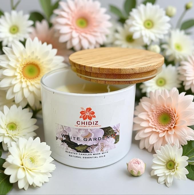 White Gardenia Soy Scented Candles | Large 1 Wick Jar Candle | Up to 45 Hours Burning Time | Relaxing Aromatherapy Candles | Housewarming Gift for Women and Men (Medium, White Gardenia)