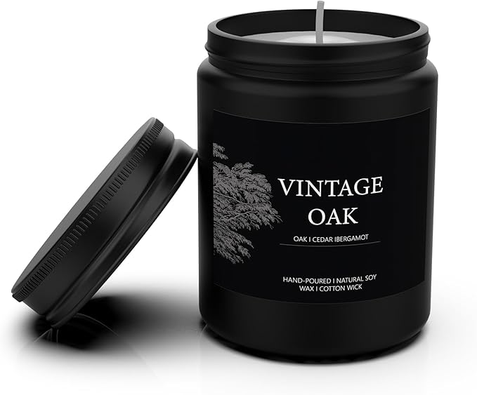 Scented Candles Home Decor Soy Candles for Men, Birthday, Valentine, Christmas, Anniversary Aromatherapy Gifts or Just for Enjoying Life and Personal Relaxation Healing (7oz, Vintage Oak)
