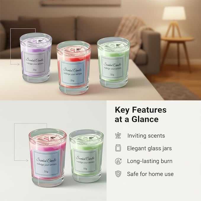 Scented Candle Christmas for Home Aromatherapy Candles, Long Lasting Scented Candles 3 Pack Soy Wax Jar Candle Gift Set for Women Men Christams Birthday Valentine's Day
