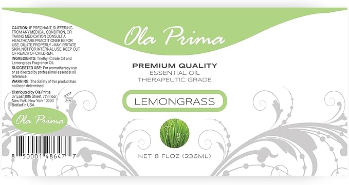 Ola Prima Lemongrass Essential Oil - Aromatherapy Oils - 8 Fluid Ounces Bulk