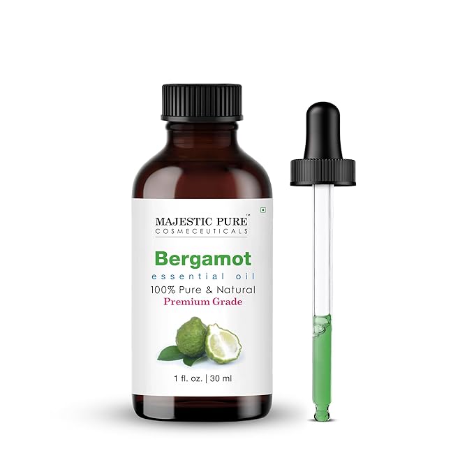 Majestic Pure Essential Oil with Glass Dropper - 100% Pure and Natural - Essential Oils for Diffuser, Aromatherapy, Soap and Candle Making, Bergamot Essential Oil, Bgamot Oil, 1 Fl Oz
