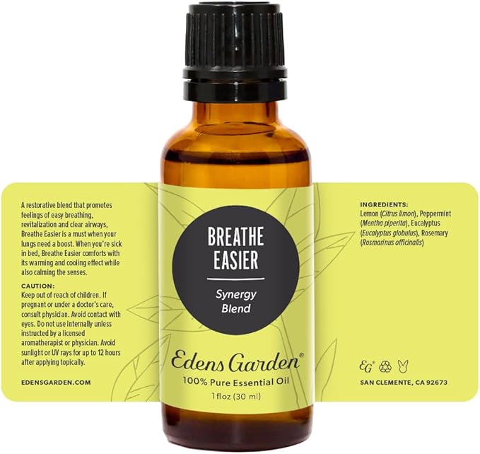 Edens Garden Breathe Easier Essential Oil Blend- 100% Pure Premium Grade, Undiluted, Natural, Therapeutic, Aromatherapy, The Best for Skin, Humidifiers, Candle 30 ml (1 fl oz)