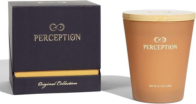 PERCEPTION AROMAS Luxury Scented Candle | Sandalwood Thyme | Hand Poured Soy Wax Candle with Gift Box | Elegant Fragrances | 50 Hour Burn Time (8.1 oz)