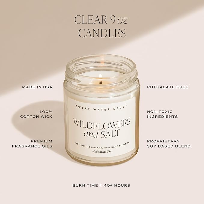 Sweet Water Decor Warm and Cozy Candle - Orange Peel, Cinnamon, Ginger and Clove Soy Winter Scented Candles for Home - 9oz Clear Jar + Gold Lid, 40+ Hour Burn Time, Made in The USA