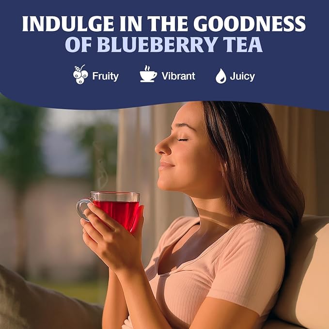 HANDPICK, Wild Blueberry Tea Bags (100 Count), True Premium Blueberry Herbal Tea with Hibiscus, Rose & Licorice | Brew Iced/Hot Tea