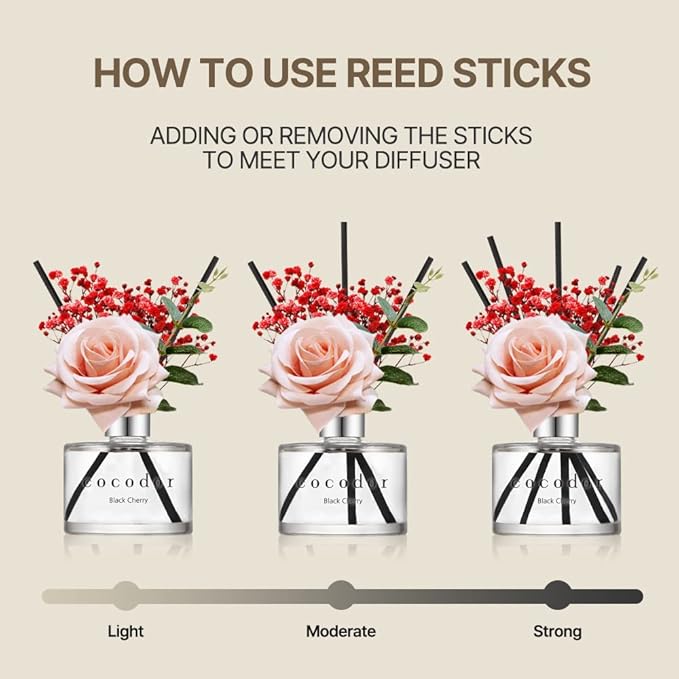 COCODOR Rose Flower Reed Diffuser/Lovely Peony/6.7oz(200ml)/1 Pack/Reed Diffuser, Reed Diffuser Set, Oil Diffuser & Reed Diffuser Sticks, Home Decor & Office Decor, Fragrance and Gifts