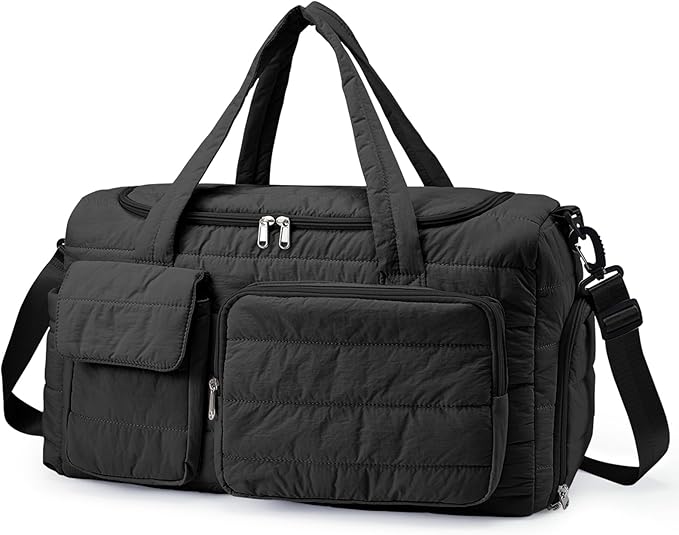 Gym Bag for Women, Cute Travel Duffel Bag with Shoe Compartment & Wet Pocket, Lightweight Puffer Weekender Overnight Bag, Travel Carry On for Sport, Hospital, Yoga